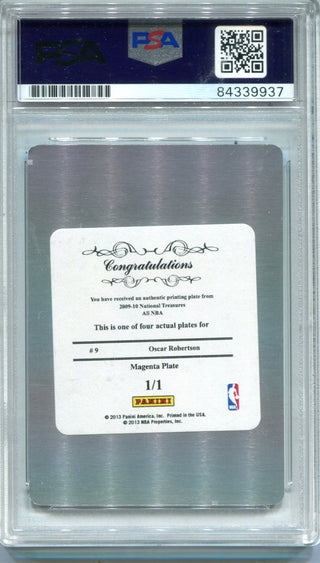 Oscar Robertson 2013 1/1 Magenta Plate Card (PSA AUTO GEM MT 10 )