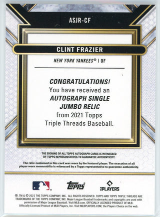 Clint Frazier Autographed 2021 Topps Triple Threads Jersey Card #ASJR-CF