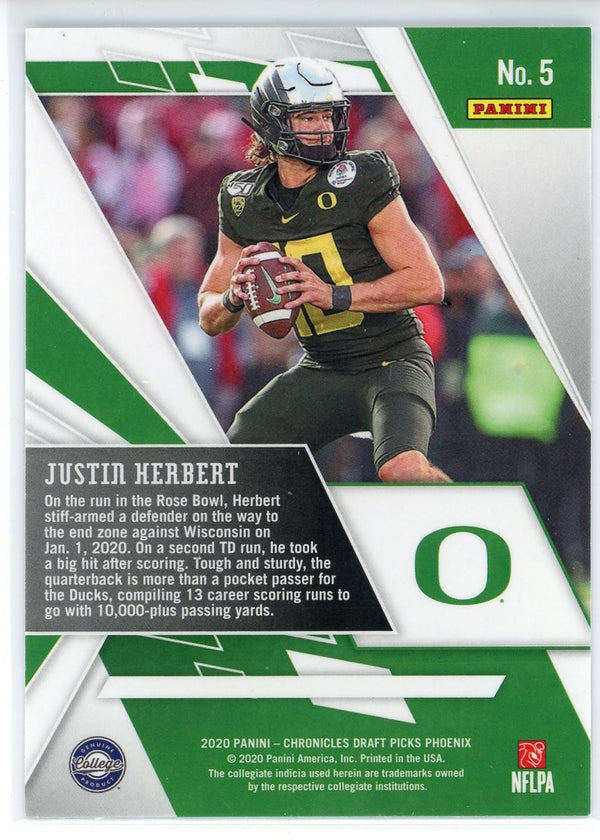 Justin Herbert 2020 Panini Chronicles Draft Picks Phoenix Rookie Card #5