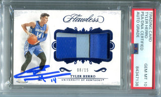 Tyler Herro 2019 Panini Flawless #24 08/15 (PSA AUTO GEM MT 10)