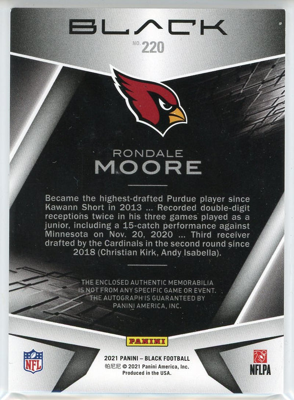 Rondale Moore Autographed 2021 Panini Black Rookie Patch Card #220