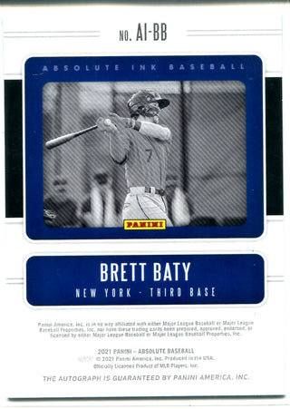 Brett Baty Autographed 2021 Panini Absolute Ink Card