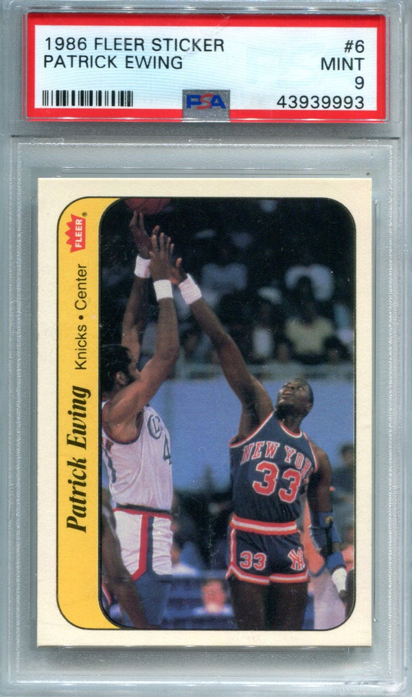 Patrick Ewing 1986 Fleer Sticker #6 Card PSA 9