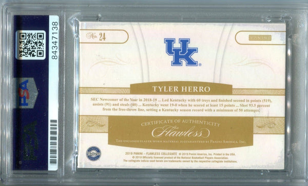 Tyler Herro 2019 Panini Flawless #24 08/15 (PSA AUTO GEM MT 10)