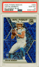 Justin Herbert 2020 Panini Mosaic No Huddle Blue Prizm Rookie Card #263 (PSA GM MT 10)