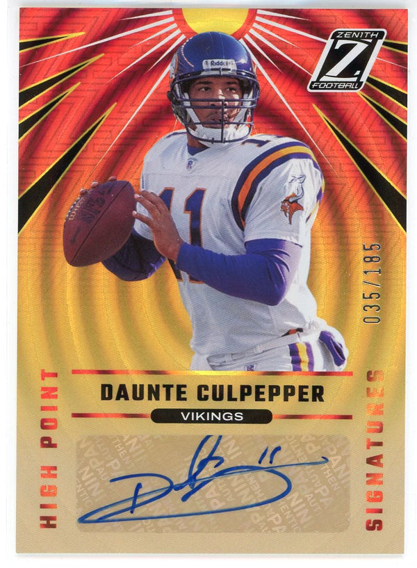 Daunte Culpepper Autographed 2021 Panini Zenith High Point Card #HPS-DC