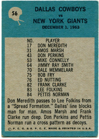 Cowboys Play of the Year Card 1963