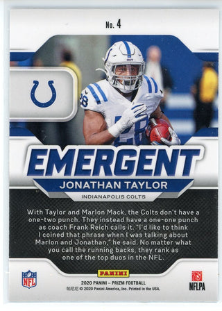 Jonathan Taylor 2020 Panini Prizm Emergent Rookie Card #4