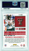 Patrick Mahomes 2017 Panini Score Rookie Card #403 (PSA GM MT 10)