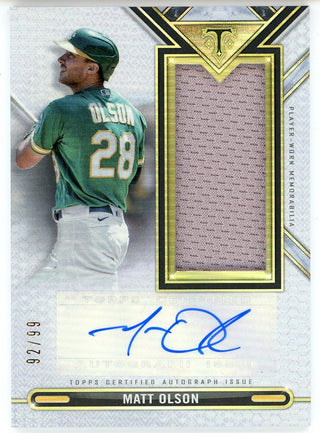 Matt Olson Autographed 2021 Topps Triple Threads Jersey Card #ASJR-MO