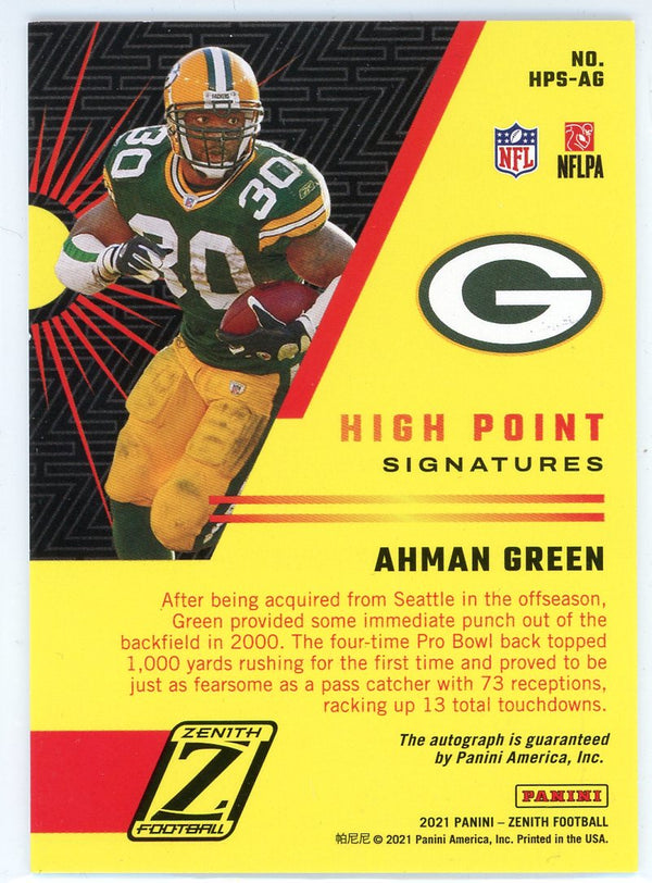 Ahman Green Autographed 2021 Panini Zenith High Point Card #HPS-AG