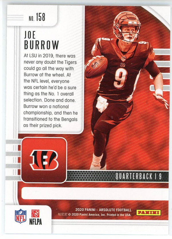 Joe Burrow 2020 Panini Absolute Rookie Card #158