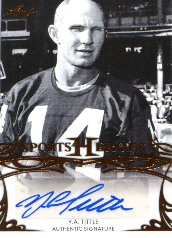 YA Tittle Autographed 2013 Leaf Sport Heroes Card