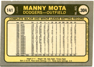 Manny Mota 1981 Fleer Auto