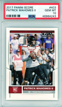 Patrick Mahomes 2017 Panini Score Rookie Card #403 (PSA GM MT 10)