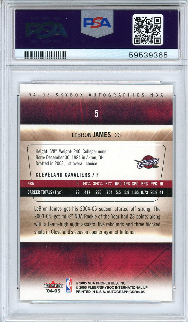 LeBron James 2004 Skybox Autographics Card #5 (PSA Mint 9)