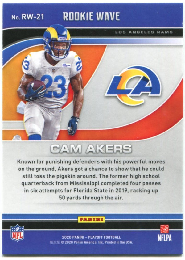 Cam Akers Panini Playoff Rookie Wave Rookie Card 2020