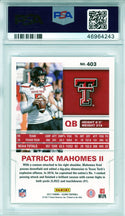 Patrick Mahomes 2017 Panini Score Rookie Card #403 (PSA GM MT 10)