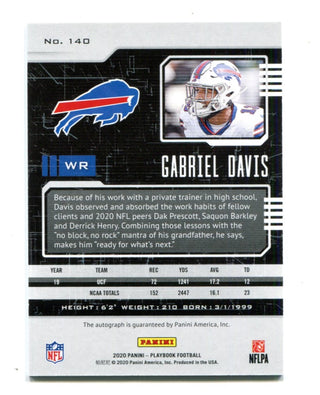 Gabriel Davis 2020 Panini Playbook Autographed Card #140 03/49