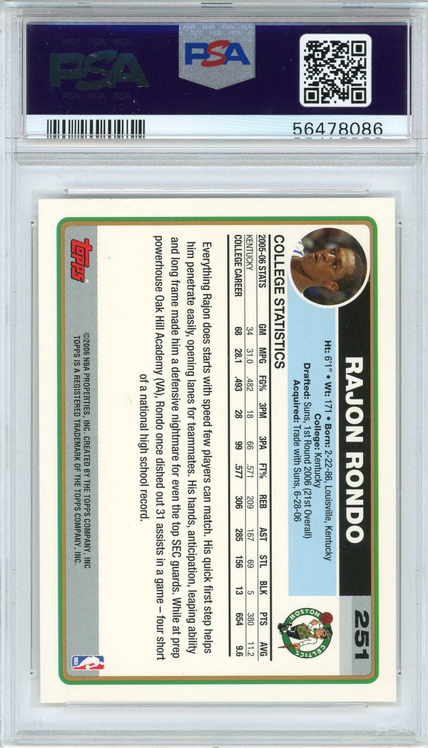 Rajon Rondo 2006 Topps Rookie Card #251 (PSA)