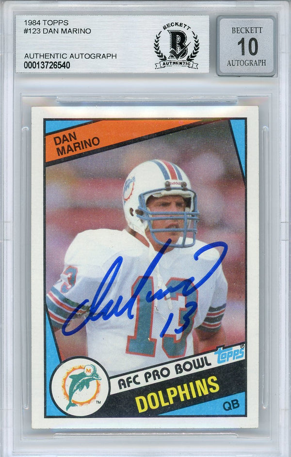 Dan Marino Autographed 1984 Topps Rookie Card #123 (Beckett Auto 10)