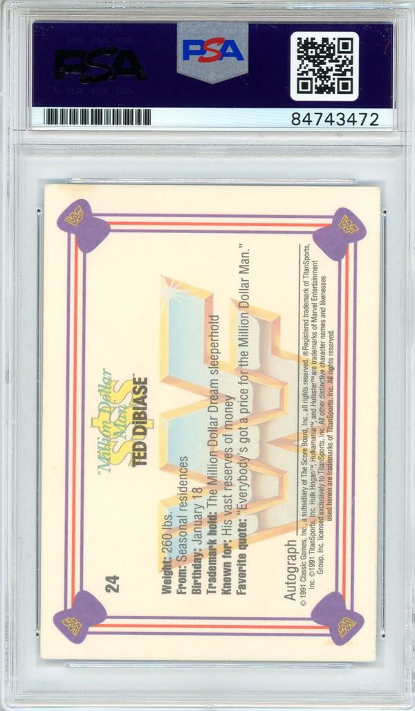 Ted DiBiase Autographed 1991 Classics WWF Card #24 (PSA Auto)