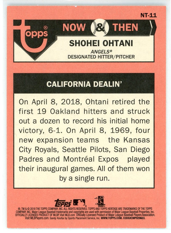 Shohei Ohtani 2018 Topps Heritage Now & Then Rookie Card #NT-11