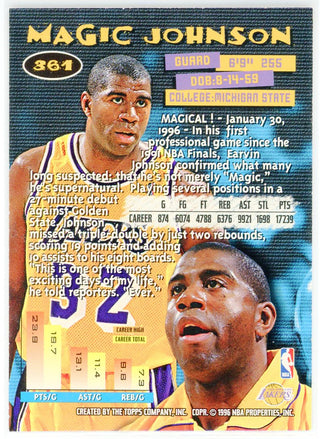 Magic Johnson 1996 Topps Stadium Club Members Only Magic's Back Card #361