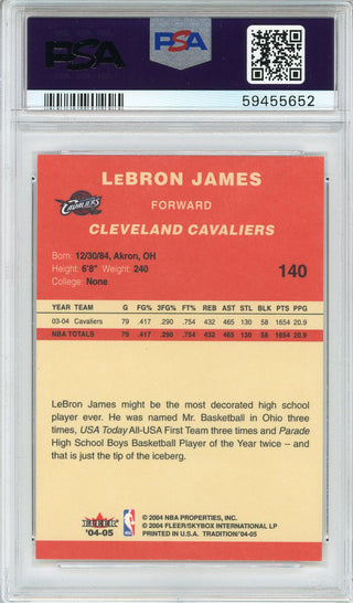 LeBron James 2004 Fleer Tradition Card #140 (PSA Mint 9)