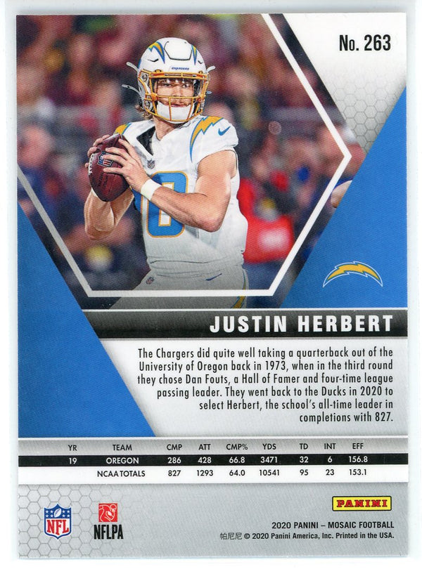 Justin Herbert 2020 Panini Mosaic NFL Debut Rookie Card #263