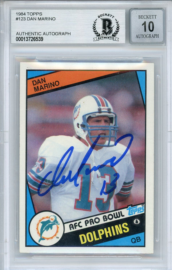 Dan Marino Autographed 1984 Topps Rookie Card #123 (Beckett Auto 10)