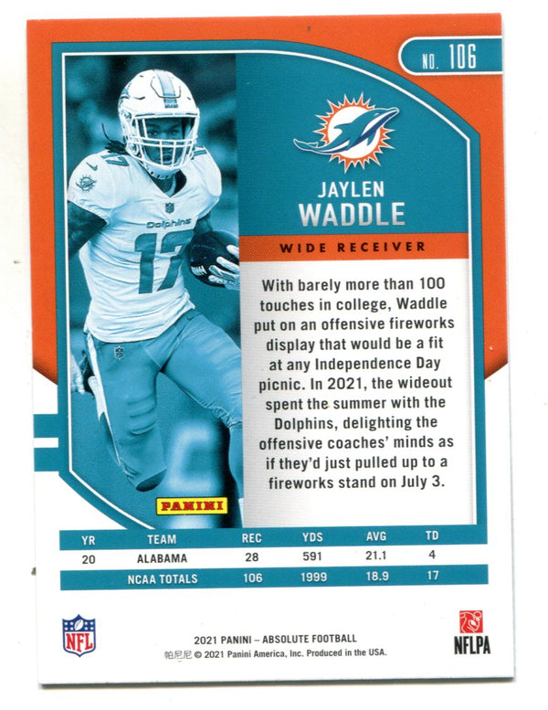 Jaylen Waddle 2021 Panini Absolute Football #106 RC