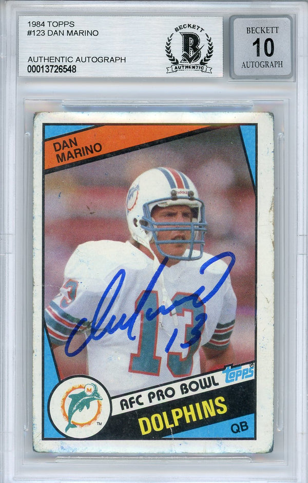 Dan Marino Autographed 1984 Topps Rookie Card #123 (Beckett Auto 10)