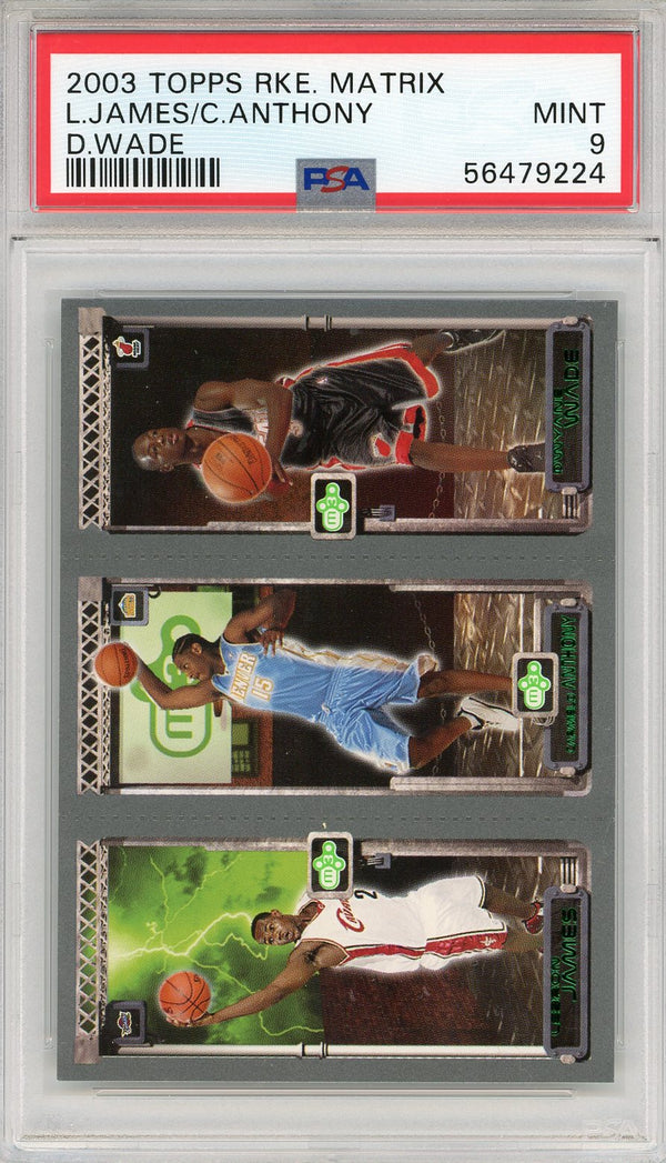 LeBron James, Carmelo Anthony & Dwyane Wade 2003 Topps Rookie Matrix Card (PSA)