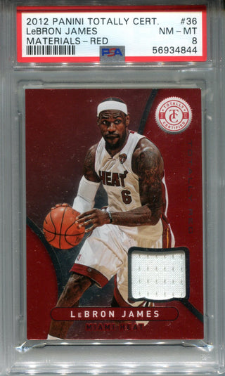 LeBron James 2012 Panini Totally Certified Materials Red #36 PSA NM-MT 8 Card