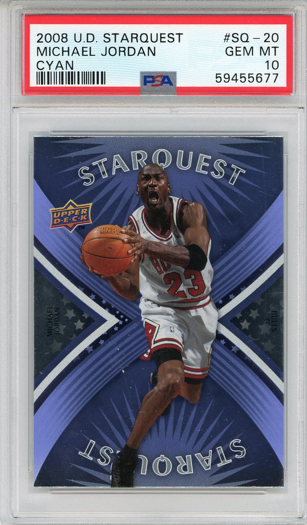 Michael Jordan 2008 Upper Deck Starquest Cyan Card #SQ-20 (PSA Gem MT 10)