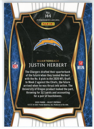 Justin Herbert 2020 Panini Select Premier Level Rookie Card #P144