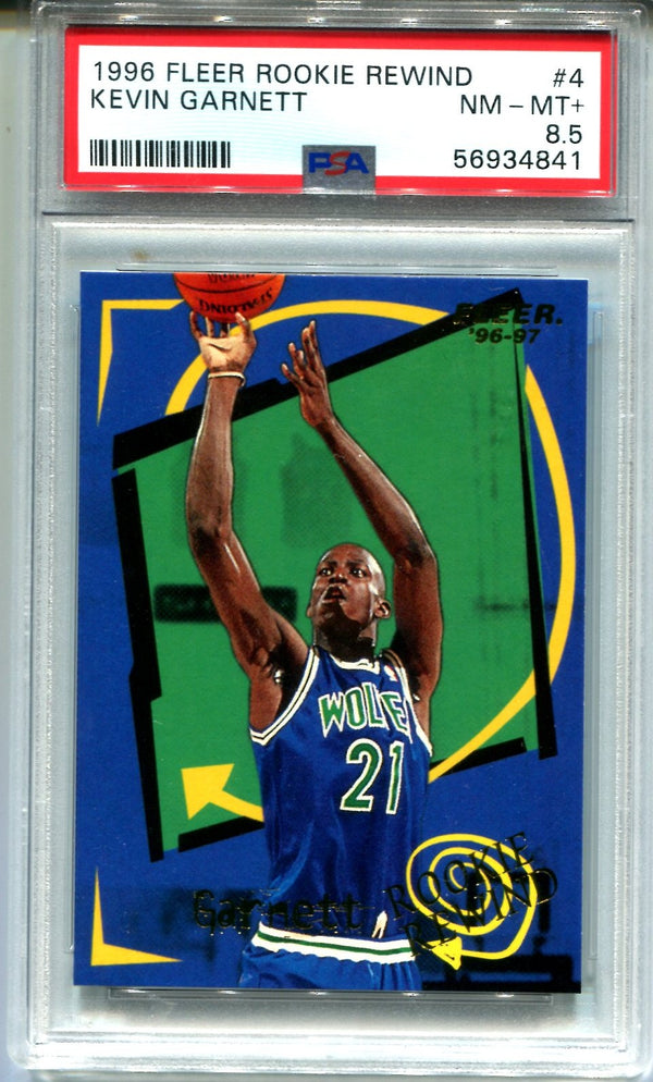 Kevin Garnett 1996 Fleer Rookie Rewind #4 PSA NM+MT 8.5 Card