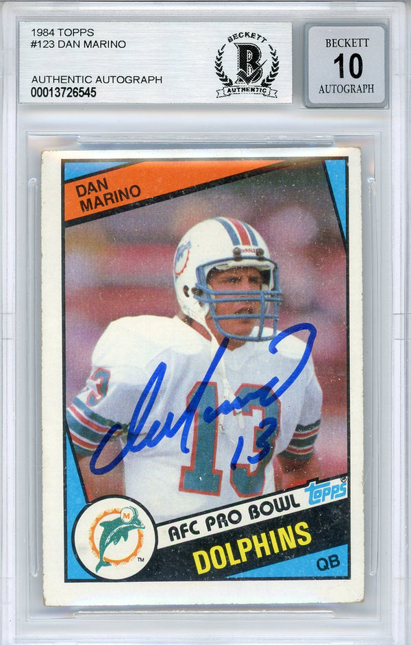 Dan Marino Autographed 1984 Topps Rookie Card #123 (Beckett Auto 10)