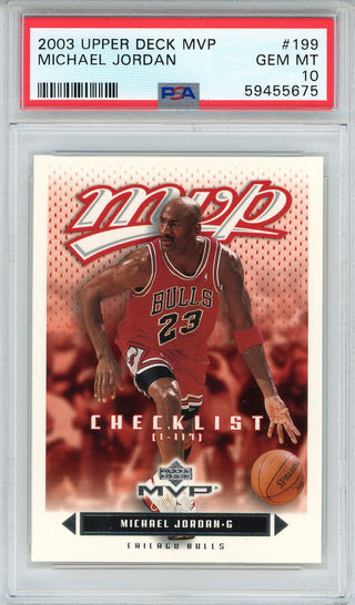 Michael Jordan 2003 Upper Deck MVP Card #199 (PSA Gem MT 10)