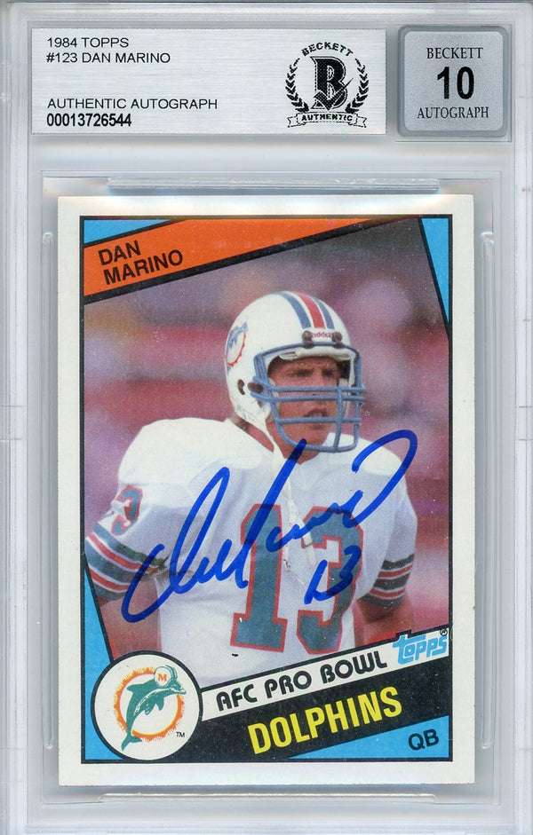 Dan Marino Autographed 1984 Topps Rookie Card #123 (Beckett Auto 10)