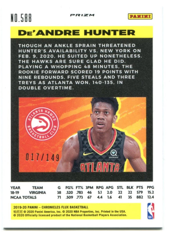 De'Andre Hunter Panini Chronicles Flux Rookie 017/149 2020