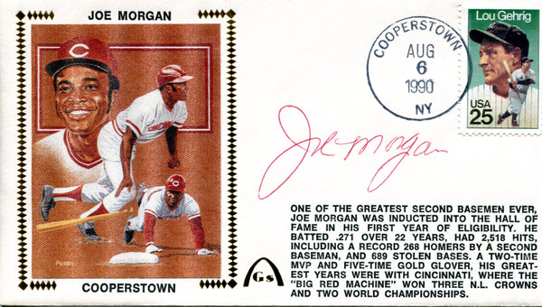 Joe Morgan Autographed August 6th, 1990 First Day Cover (PSA)