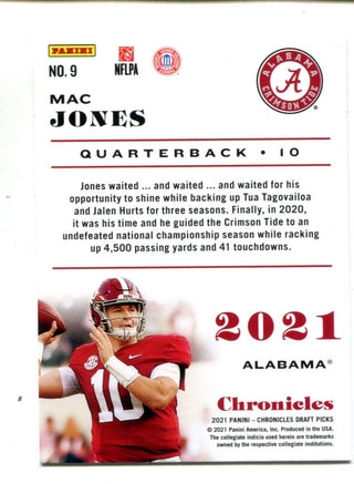 Mac Jones 2021 Panini Chronicles Draft Picks #9 RC