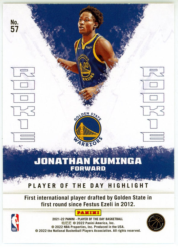 Jonathan Kuminga 2021-22 Panini Player of the Day Rookie Card #57