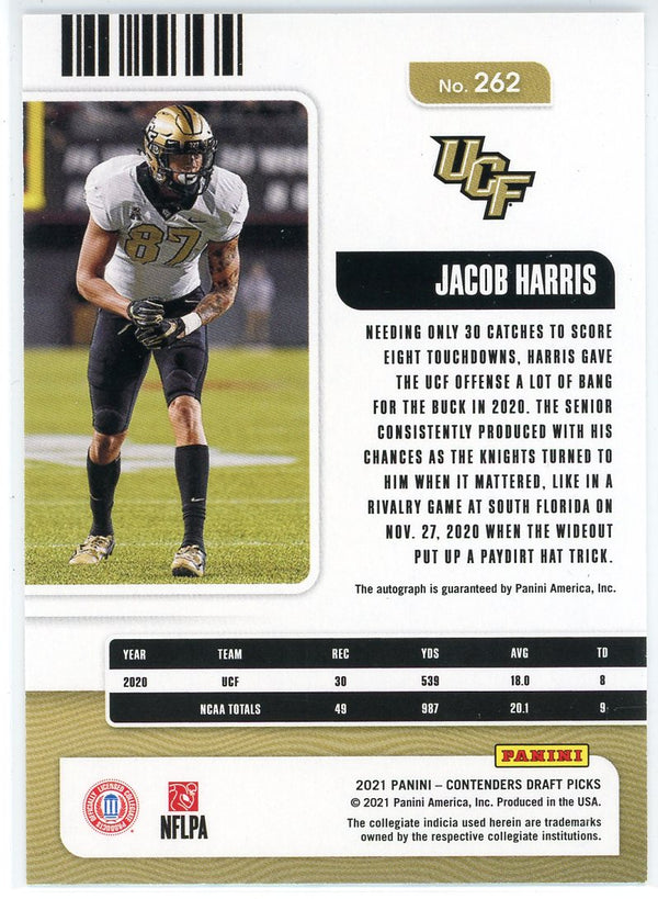 Jacob Harris Autographed 2021 Panini Contenders Draft Pick Rookie Card #262