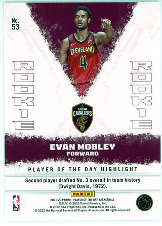 Evan Mobley 2021-22 Panini Player of the Day Rookie Card #53