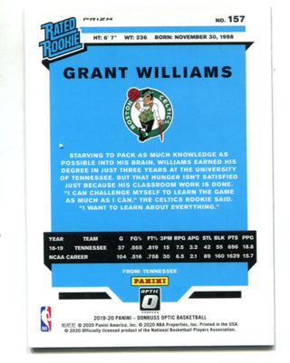 Grant Williams 2019-20 Panini Rated Rookie Pink Optic #157 Card