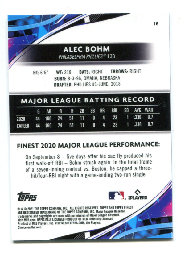 Alec Bohm 2021 Topps Finest #16 RC /199