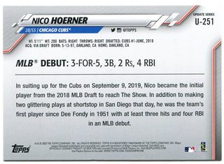 Nico Hoerner Topps Rookie Debut 2020 #U-251